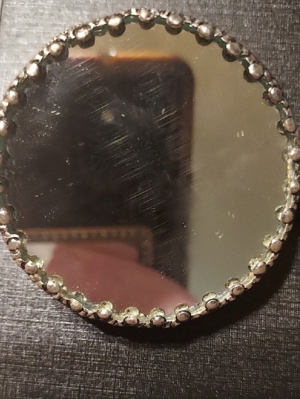 Vintage Chinoiserie Jade Handle Dragon Mirror Carnelian Silver Vanity Antique - Picture 5 of 12